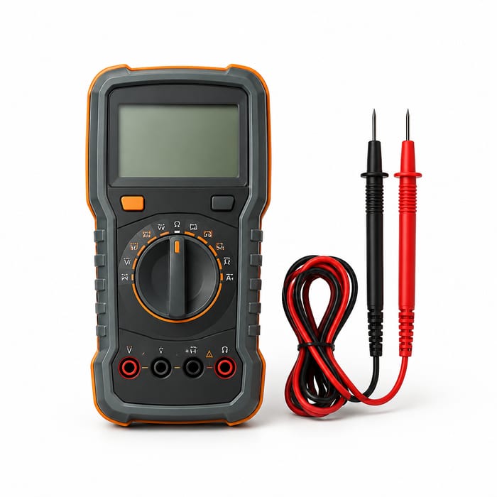 Digitale multimeter met meetsnoeren voor elektrische metingen