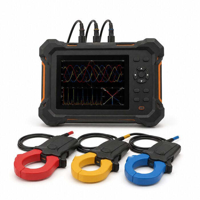 Professionele vermogenskwaliteitsmeters om netkwaliteit, harmonischen, spanning en energieverbruik te analyseren