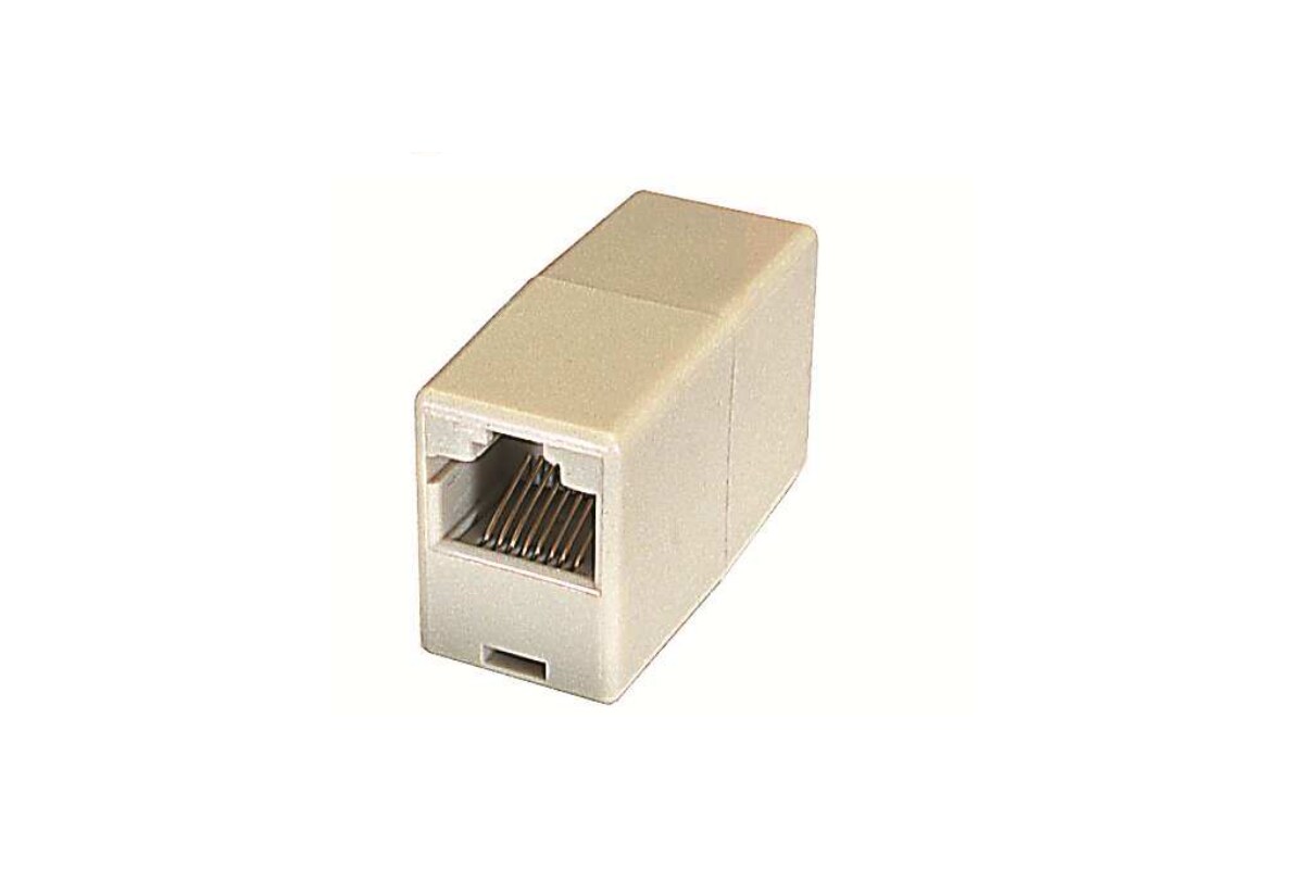 RJ45-koppelstuk met twee vrouwelijke netwerkaansluitingen