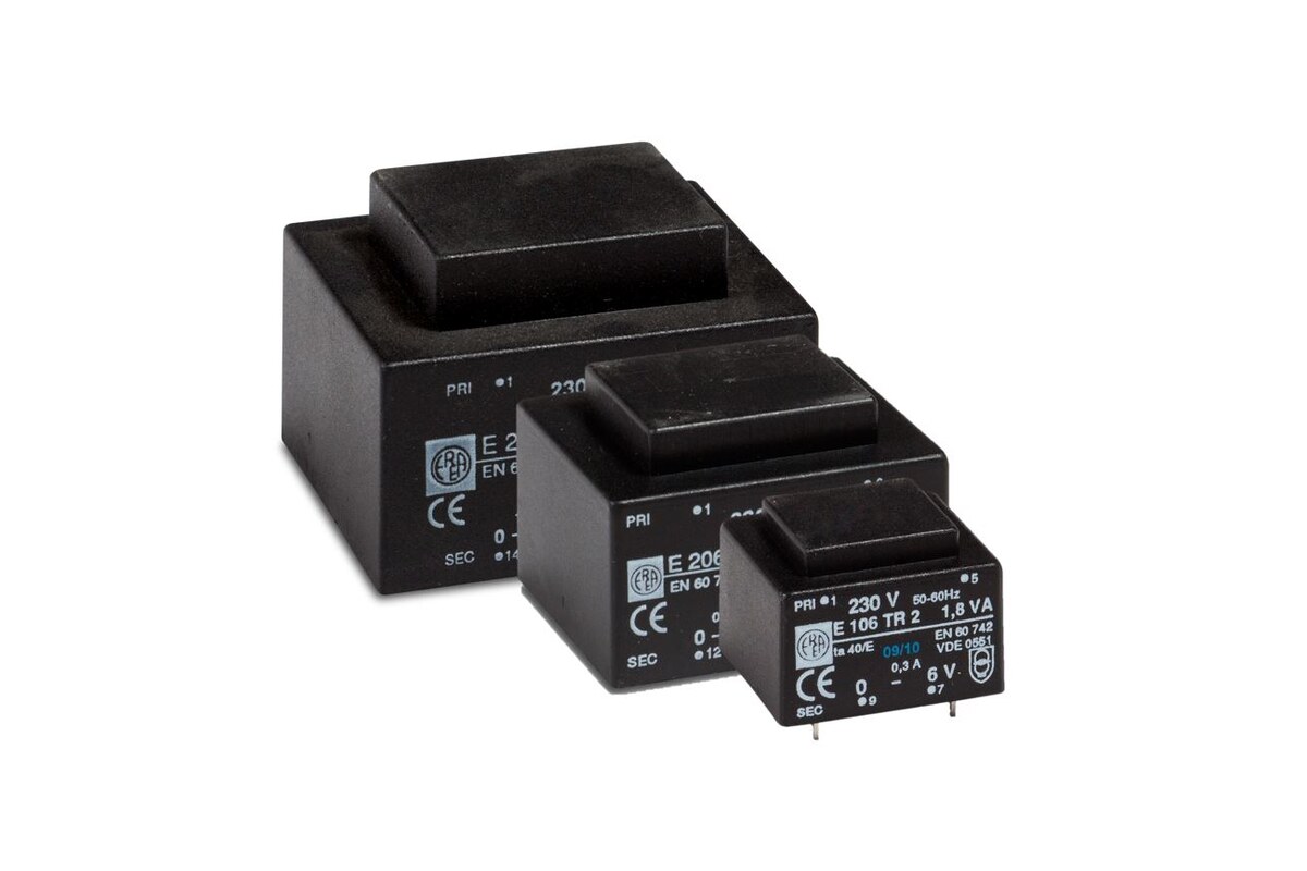 Compacte printtransformator voor montage op een printplaat