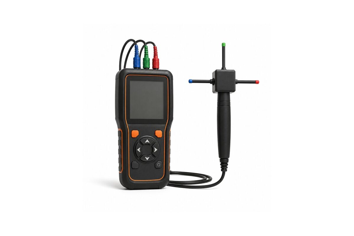 Magneetveldmeter met meetsonde en aansluitkabel