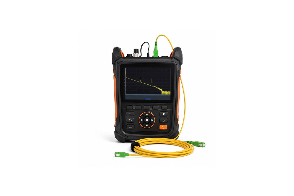 Optische reflectometer met glasvezelaansluitingen en meetsnoer