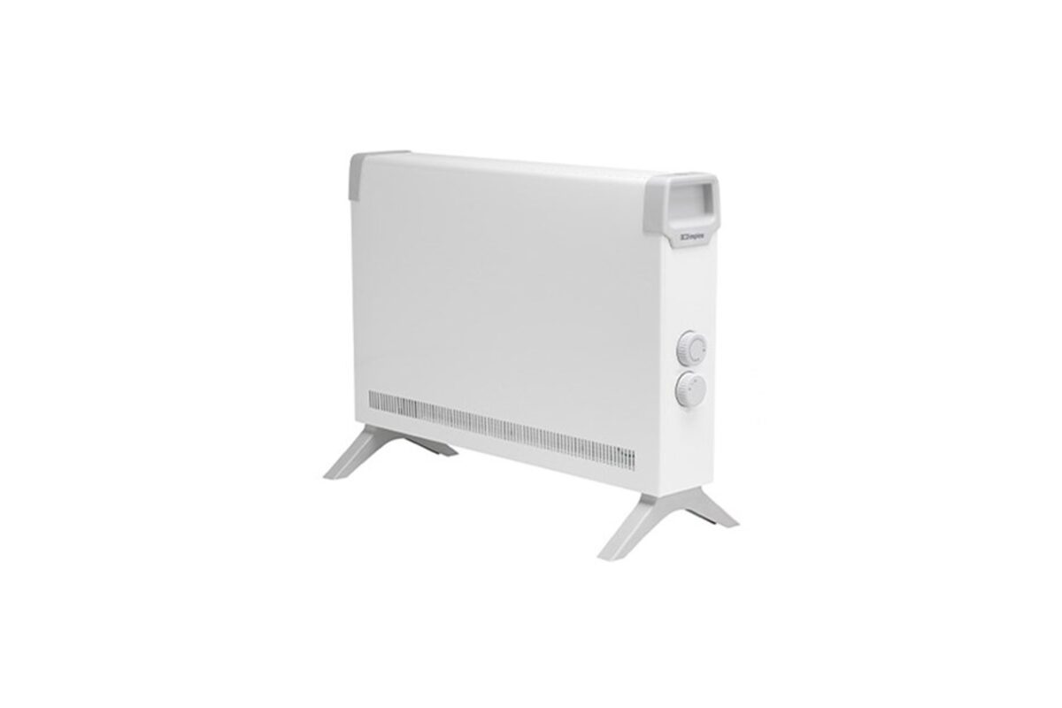 Verplaatsbare witte elektrische convector met thermostaat en vloersteunen