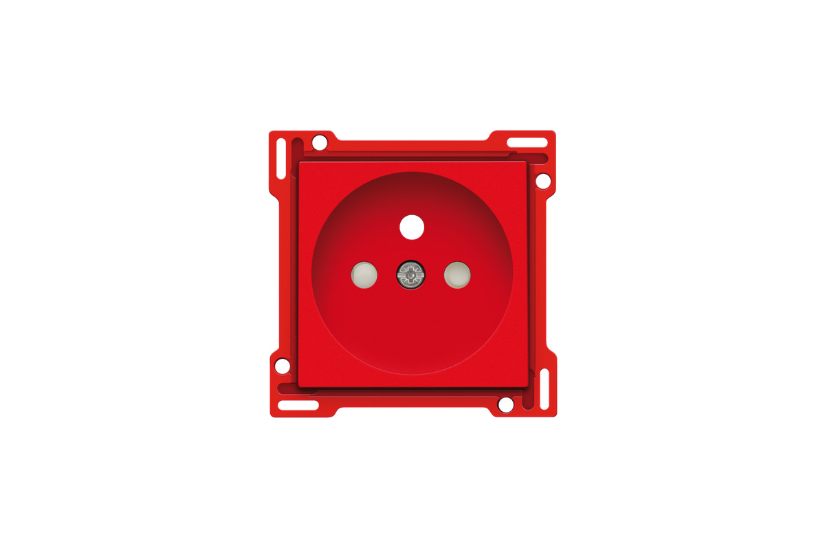 Niko 199-66606 centraalplaat voor een stopcontact met penaarde en beschermingsafsluiters, red