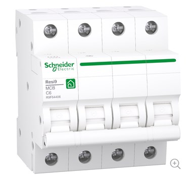 Schneider - : automaat 4P 6A 400V C 3KA - R9F64406