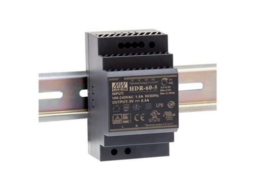 MEAN WELL - VOEDING 1 UITGANG 60 W DIN RAILMONTAGE 24 V 2.5 A - HDR-60-24