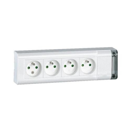 Legrand - Meerv. contactdoos 4 x 2 P + A 10/16A 230V wit zonder snoer - 050610