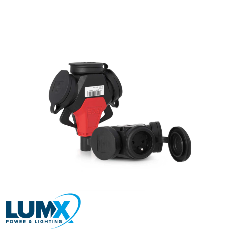 LumX - 3 voudige contactblok met klapdeksels / IP 44 - LM 48300