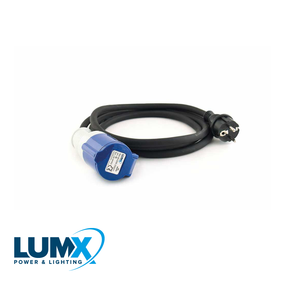 LumX - Neopreen verlengkabel 250V 3 polig 2 m / 16A HO7RN F 3 - LM 44102