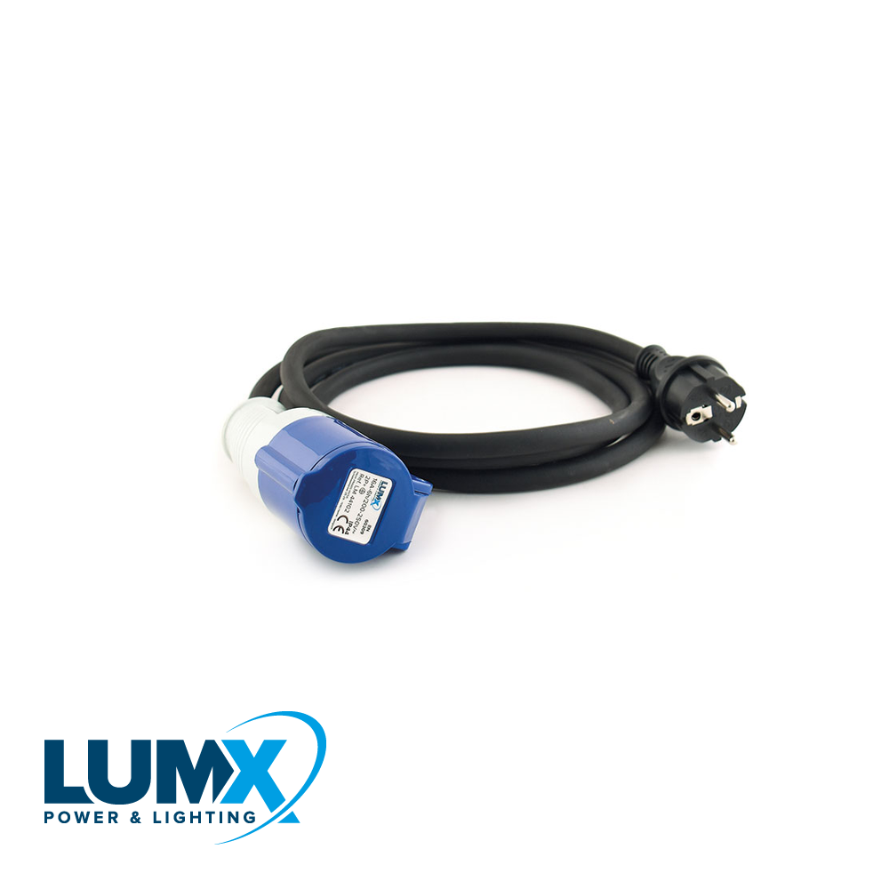 LumX - Neopreen verlengkabel 250V 3 polig 5 m / 16A HO7RN F 3 - LM 44105