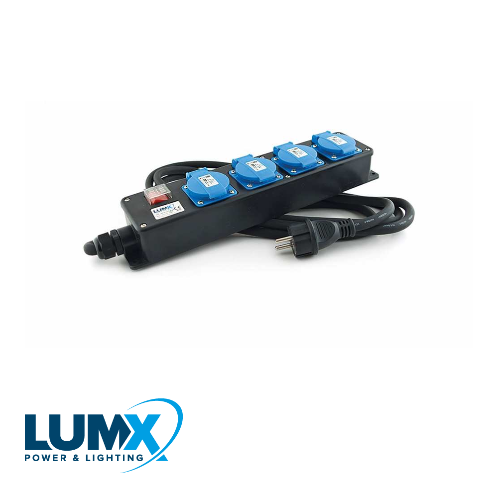 LumX - Verdeelblok met 4 stopcontacten en schakelaar 250V/16A / 1 - LM 41210