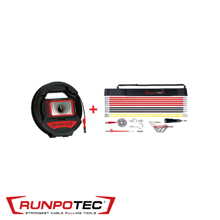 Runpotec - Kabeltrekker RUNPOSTICKS Comfort + Inspectiecamera RC3 15m - RT 11149