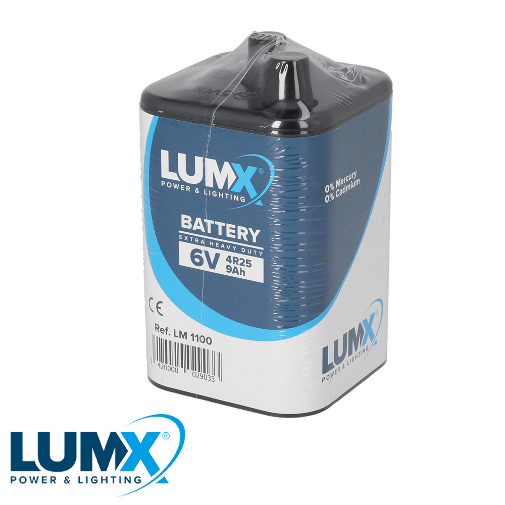 LumX - Blokbatterij 6V type 4R25 K/Zn 9 Ah - LM 1100