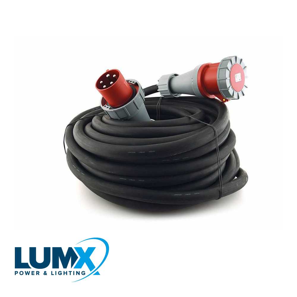 LumX - Neopreen verlengkabel 400V 5 polig 25 m / 63A HO7RN F - LM 44580