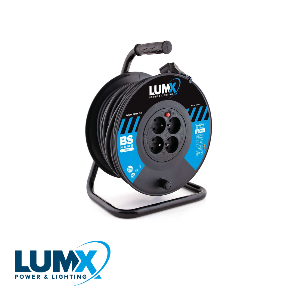 LumX - BS HOME kabelhaspel, HO5VV F 3x1,5 kabel 25 m - LM 80025