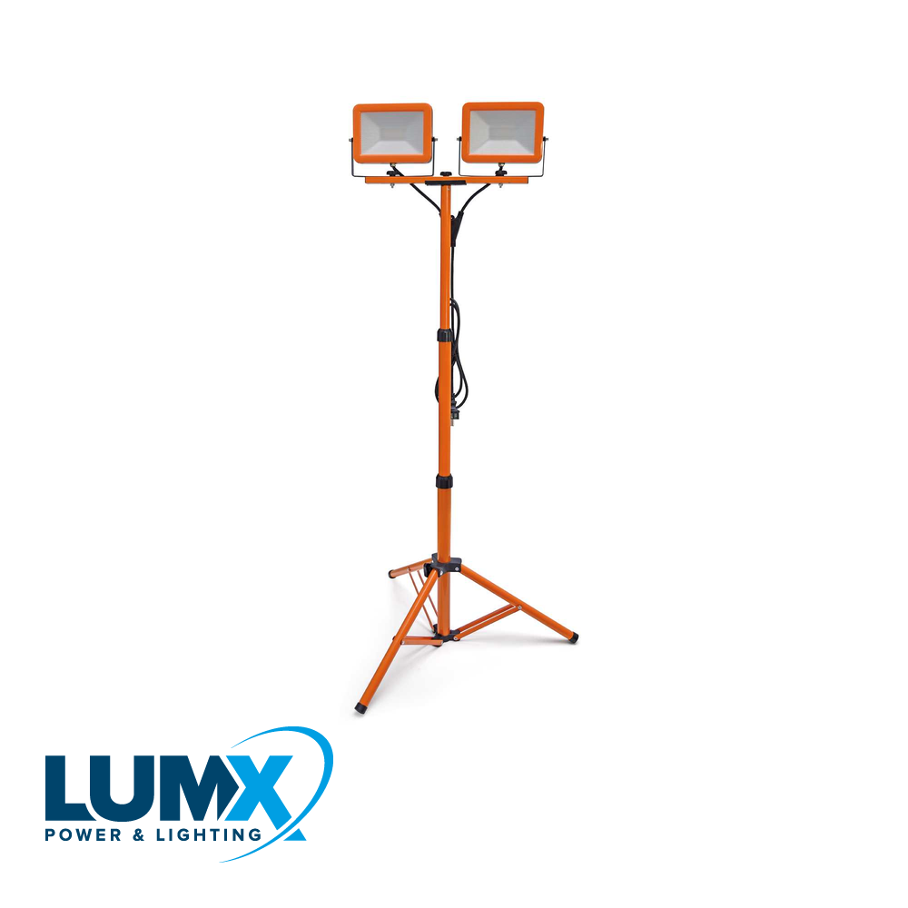 LumX - LED straler FT 60 op statief: 2x30W / 3 m H07RN F / IP65 - LM 36660