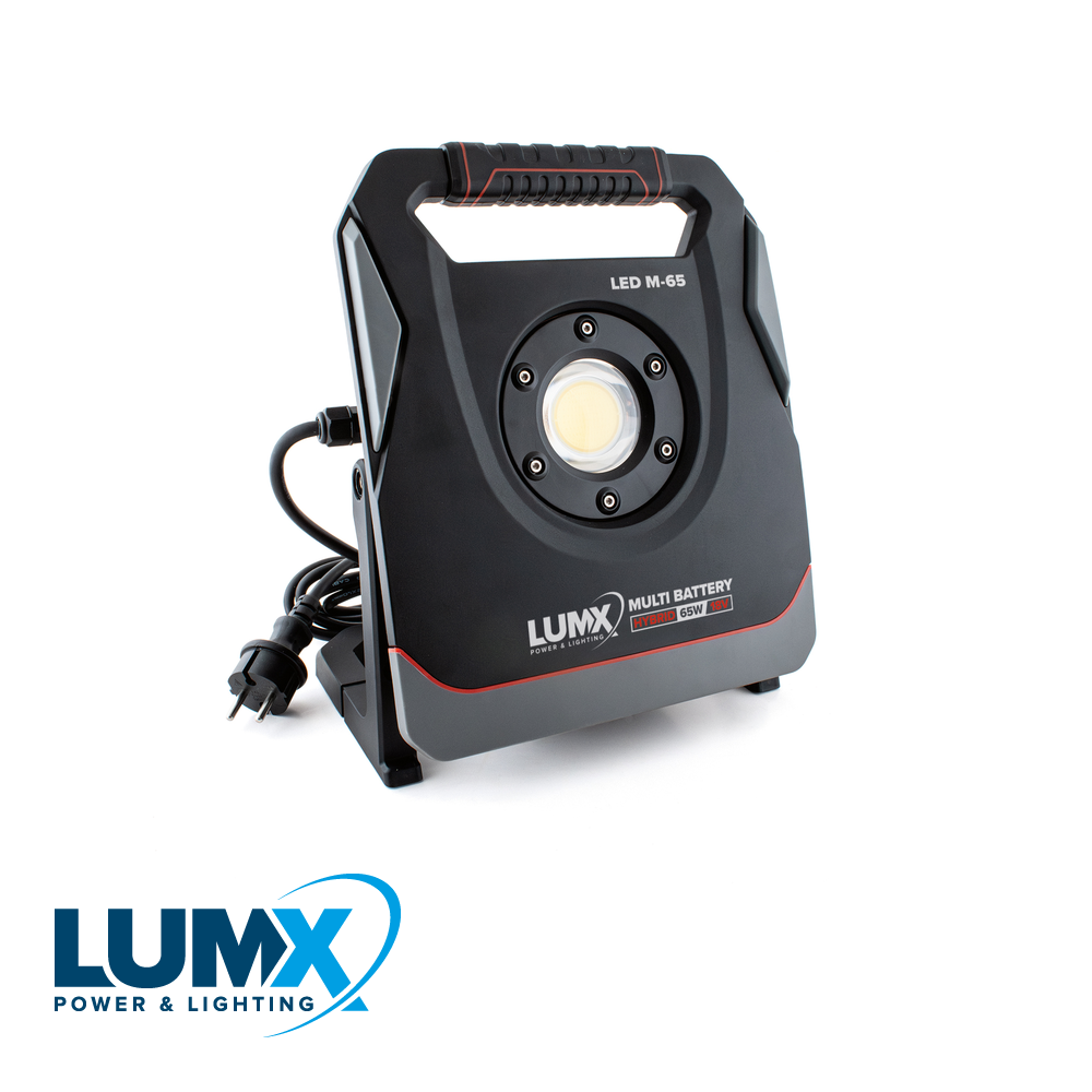 LumX - MULTI BATTERY HYBRID LED straler M 65 / 65W / IP65, met 6 ad - LM 30065