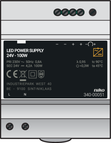 Niko - Modulaire voeding 24 Vdc, 100 W - 340-00051