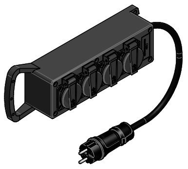 Bals - draagbare rubberen verdeelblok 260x80 4xmono 16A 2P+BA 230V - COMBI53634SN