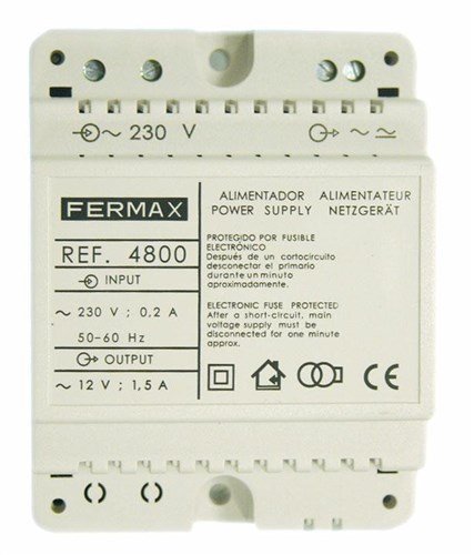 Fermax - DIN rail voeding Pri 230VAC sec. 12VAC 1,5A - 4800