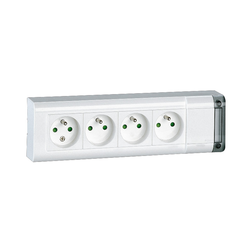 Meerv. contactdoos 4 x 2 P + A 10/16A 230V wit zonder snoer