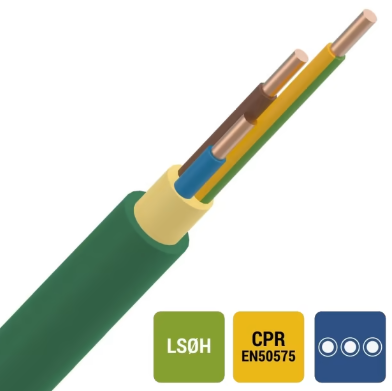 Kabel - XGB XLPE/LS0H 1kV Cca s1d2a1 groen 3G1,5mm² 100m - XGB 3G1,5 R100