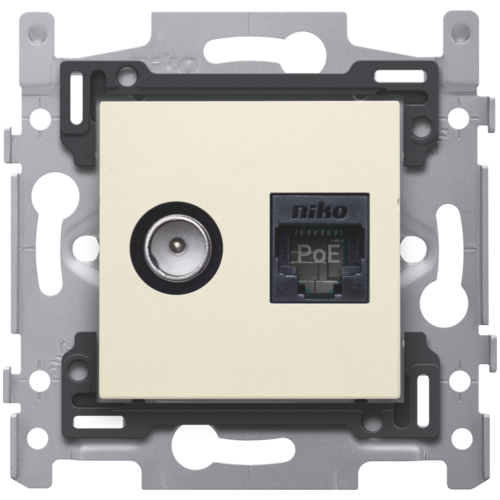 Niko - Combinatie coax met RJ45 aansluiting UTP Cat. 6A, klaar voor - 100-66358
