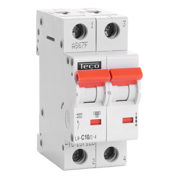 TECO - Automaat 2P 10A 4,5kA Curve C - L9C1024