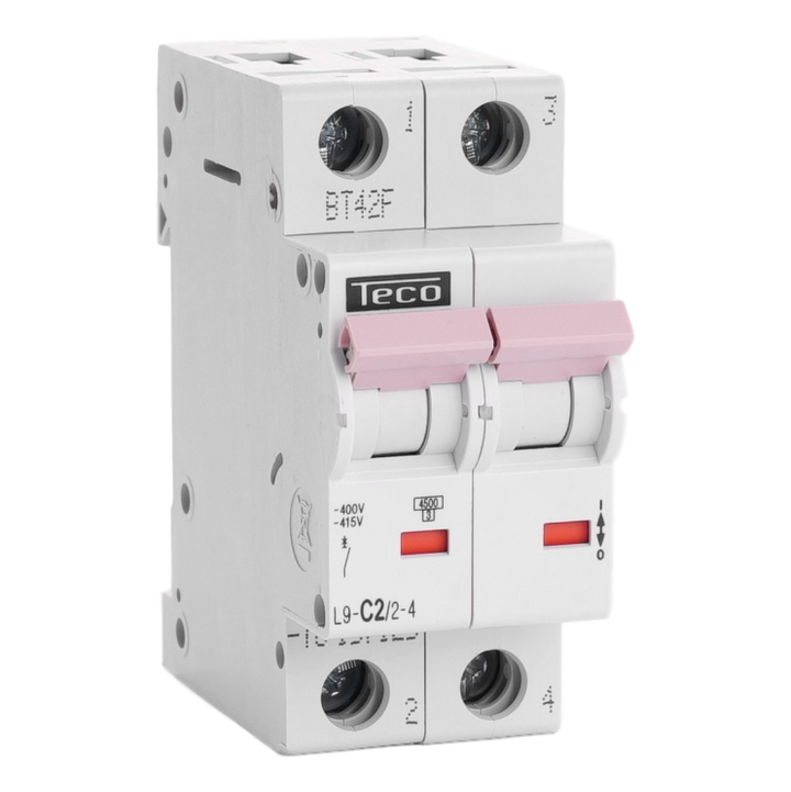 TECO - Automaat 2P 2A 4,5kA Curve C - L9C224