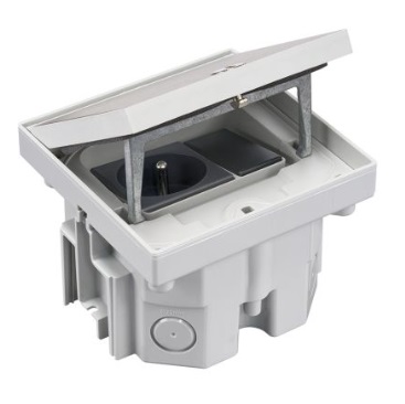 Simon - IP66 Kit vloerdoos inox met stopcontact en halve K45 module, - VDESIMFB121