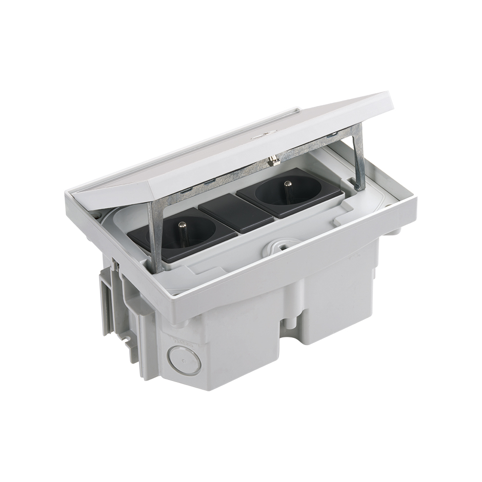 Simon - IP66 Kit vloerdoos inox met 2 stopcontacten en halve K45 mod - VDESIMFB221