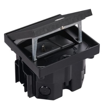 Simon - IP66 Kit vloerdoos zwart met stopcontact en halve K45 module - VDESIMFB122
