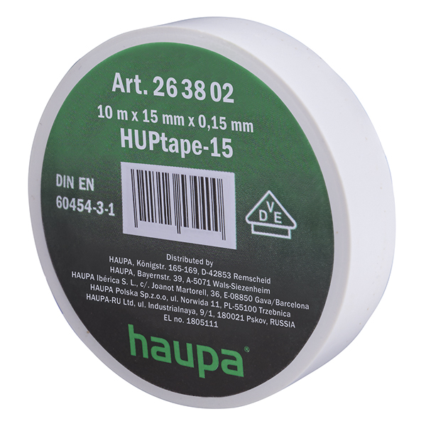 HAUPA - PVC isolatietape wit 19 mm x 20 m - 263844