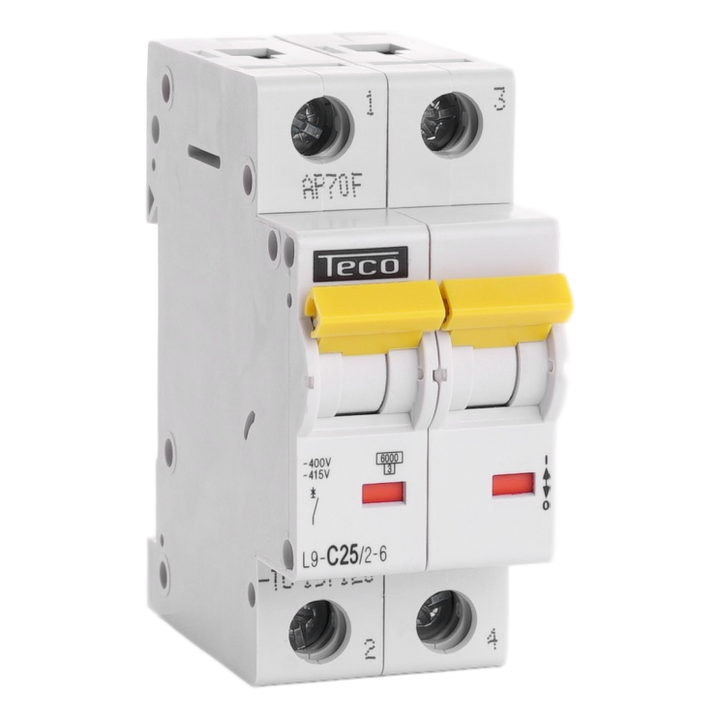 TECO - Automaat 2P 25A 6kA Curve C - L9C2526