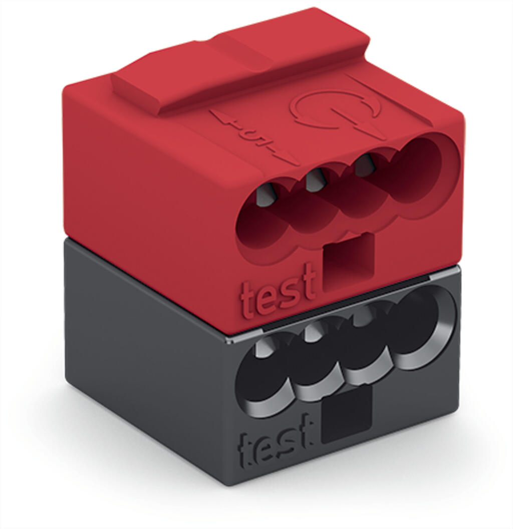 WAGO - 4 draads busklem PUSH WIRE®, donkergrijs/rood - 243-211