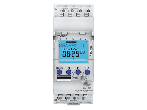 Theben - Digitale klok 24U/7D 230V 45 60HZ 2CO 16A - TR612 TOP3
