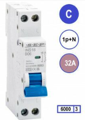 SEP - INS18 C16 inst. 1p+n C32 6kA (18mm) - 3101551032 / INS18-1NC32