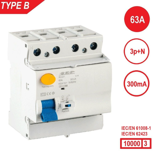 SEP - RCD1 Type B al.schak 4p 63A 300mA 10kA - 3112001630