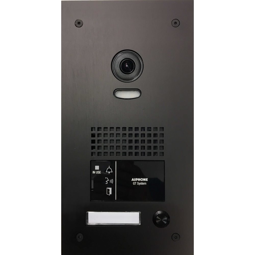 Aiphone - Zwarte GT video deurpost met 1 drukknop - A01008001