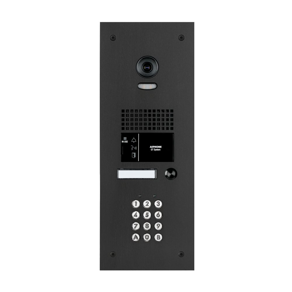 Aiphone - Zwarte GT deurpost met 1 drukknop & codeklavier - A01008032