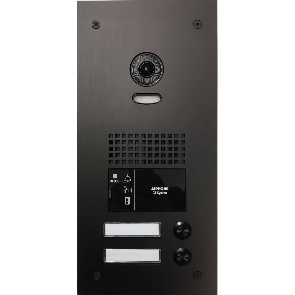Aiphone - Zwarte GT video deurpost met 2 drukknopp - A01008002