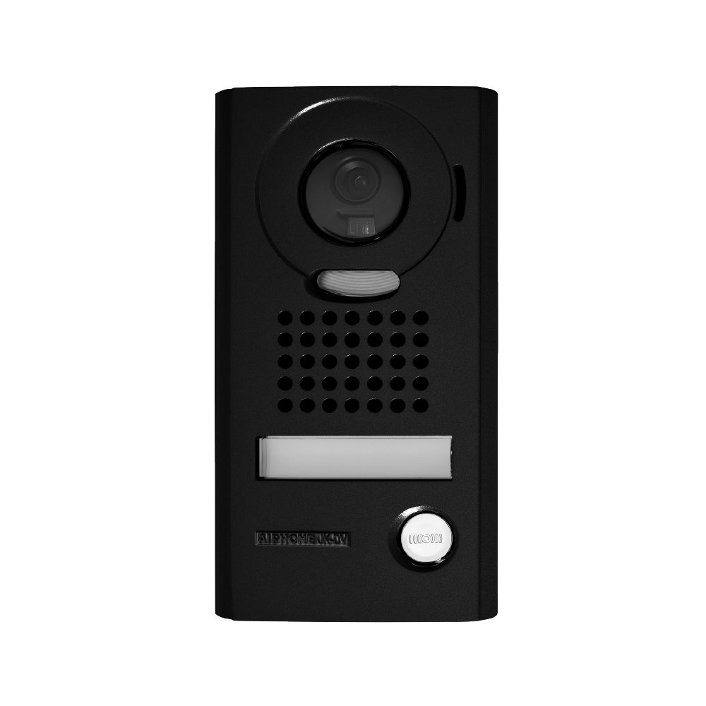 Aiphone - Zwarte videodeurpost, 1 drukknop, opbouw - A01008018