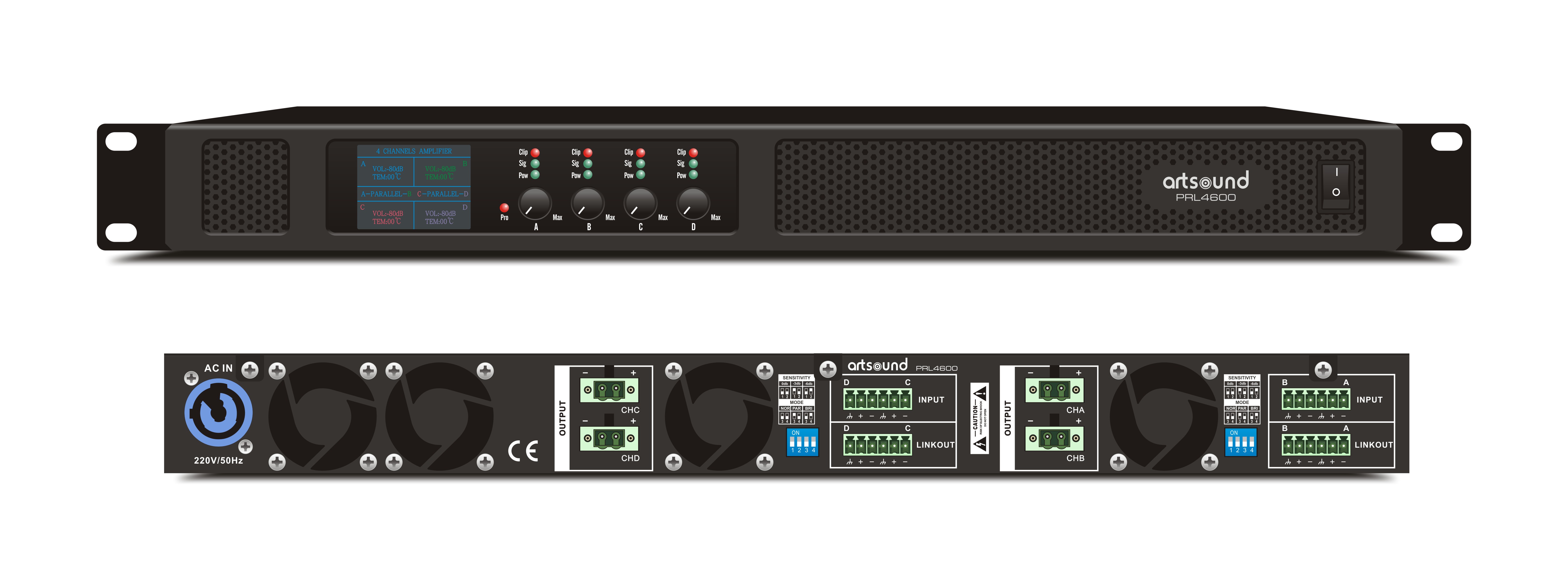 ArtSound - PRL 4600, professionele eindversterker, 4 x 600W, klasse D - 00033175