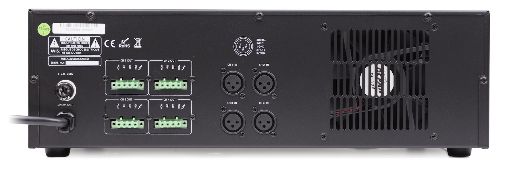 ArtSound - PR 4240, eindversterker, 100V, 4x 240W, XLR, 3U - 00007416