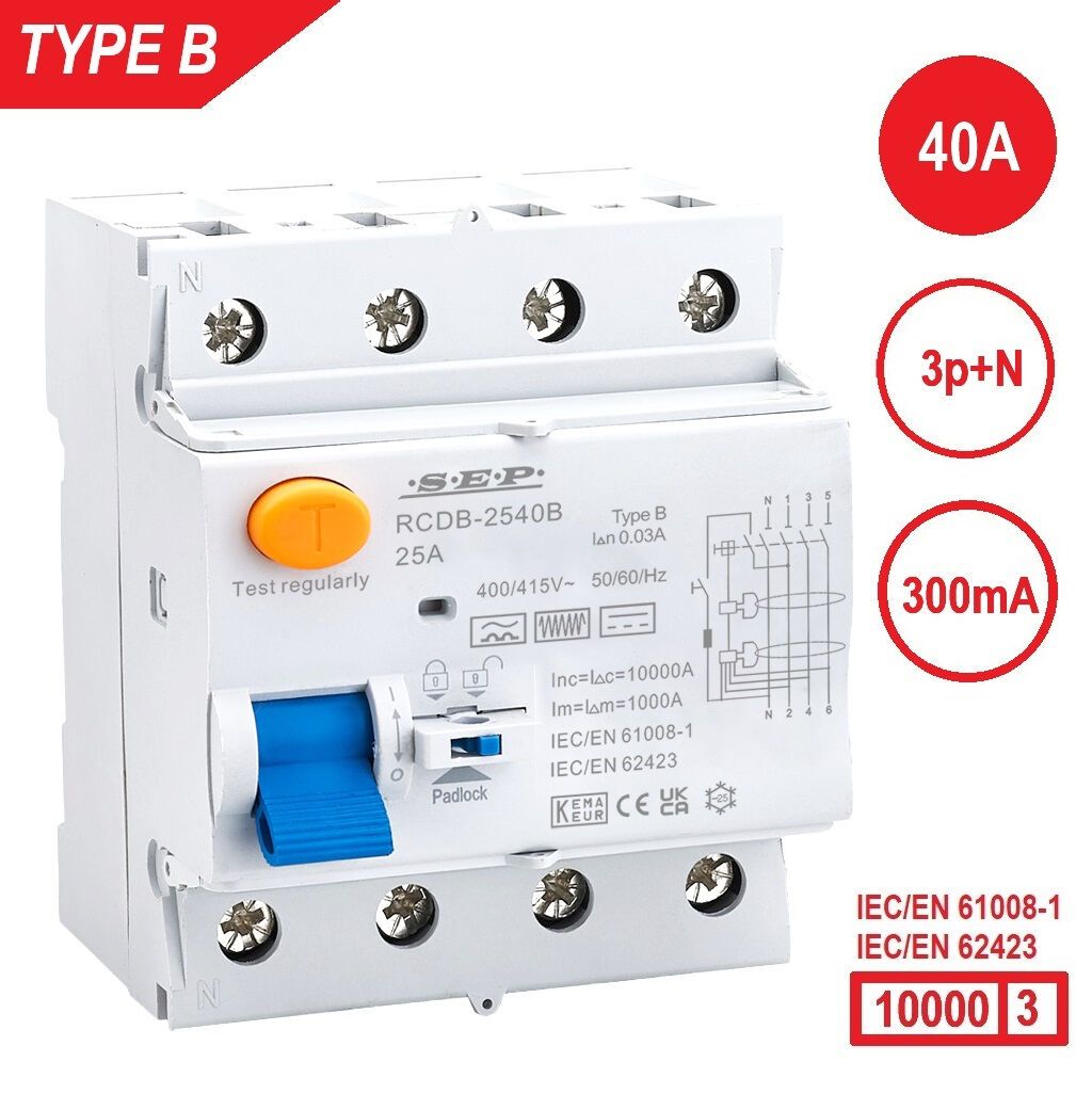 SEP - RCD1 Type B al.schak 4p 40A 300mA 10kA - 3112001560