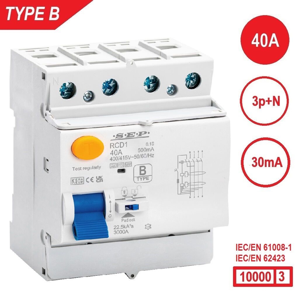 SEP - RCD1 Type B al.schak 4p 40A 30mA 10kA - 3112001540