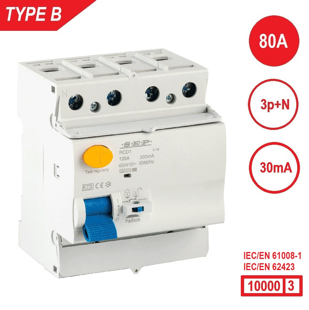 SEP - RCD1 Type B al.schak 4p 80A 30mA 10kA - 3112001680