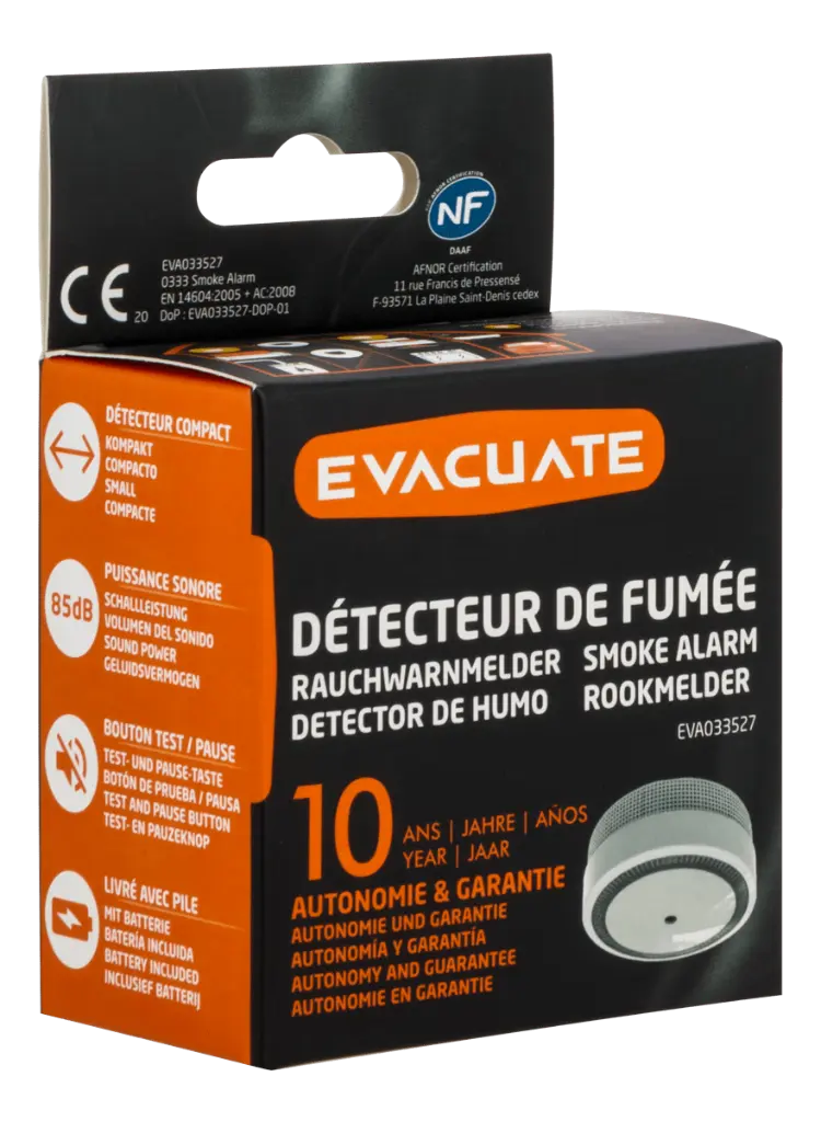 EVACUATE - MINI Rookmelder met 10 jaar garantie autonomie 10 jaar - EVA033527