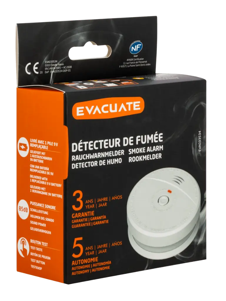 EVACUATE - Rookmelder met 3 jaar garantie autonomie 5 jaar - EVA033534