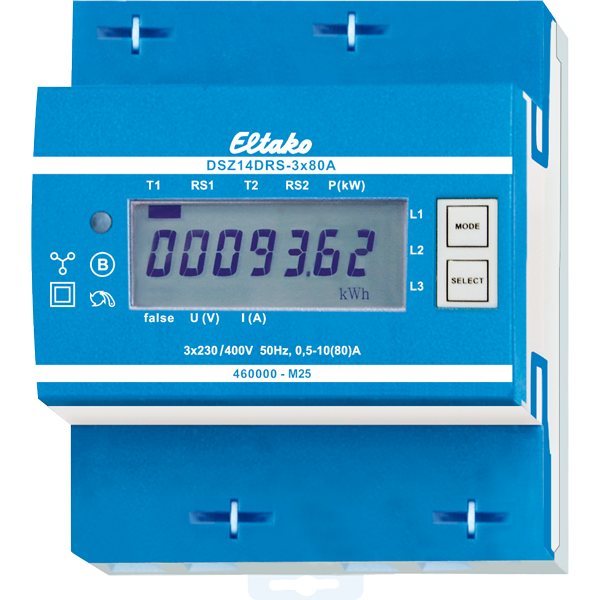 Eltako - Elektronische 3 F+(N) kWh meter RS485 3x80A MID - 28365715
